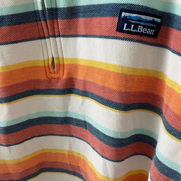 L.L.Bean Men's Comfort Stretch Piqué Quarter Zip Pullover, Long-Sleeve, Stripe - Picture 8 of 8